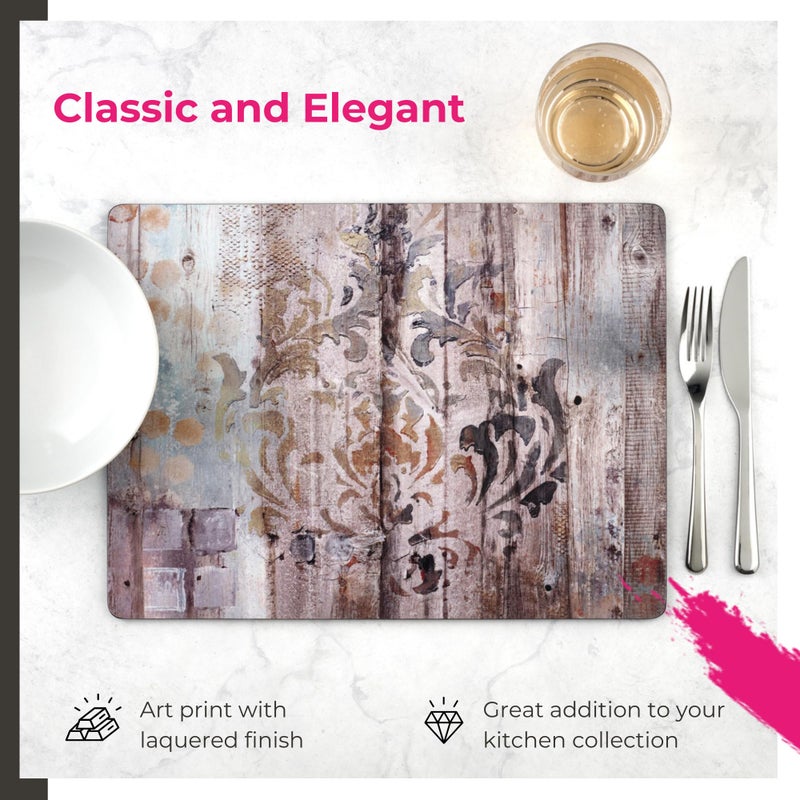 Pimpernel Frozen in Time Placemats, Set of 4 (15.7" x 11.7") â€“ Cork-Backed Boards with Rustic Wood Texture in Lilac & Pale Blue Shades, Heat & Stain Resistant Lacquered Finish for Dining & Kitchen - Image 5